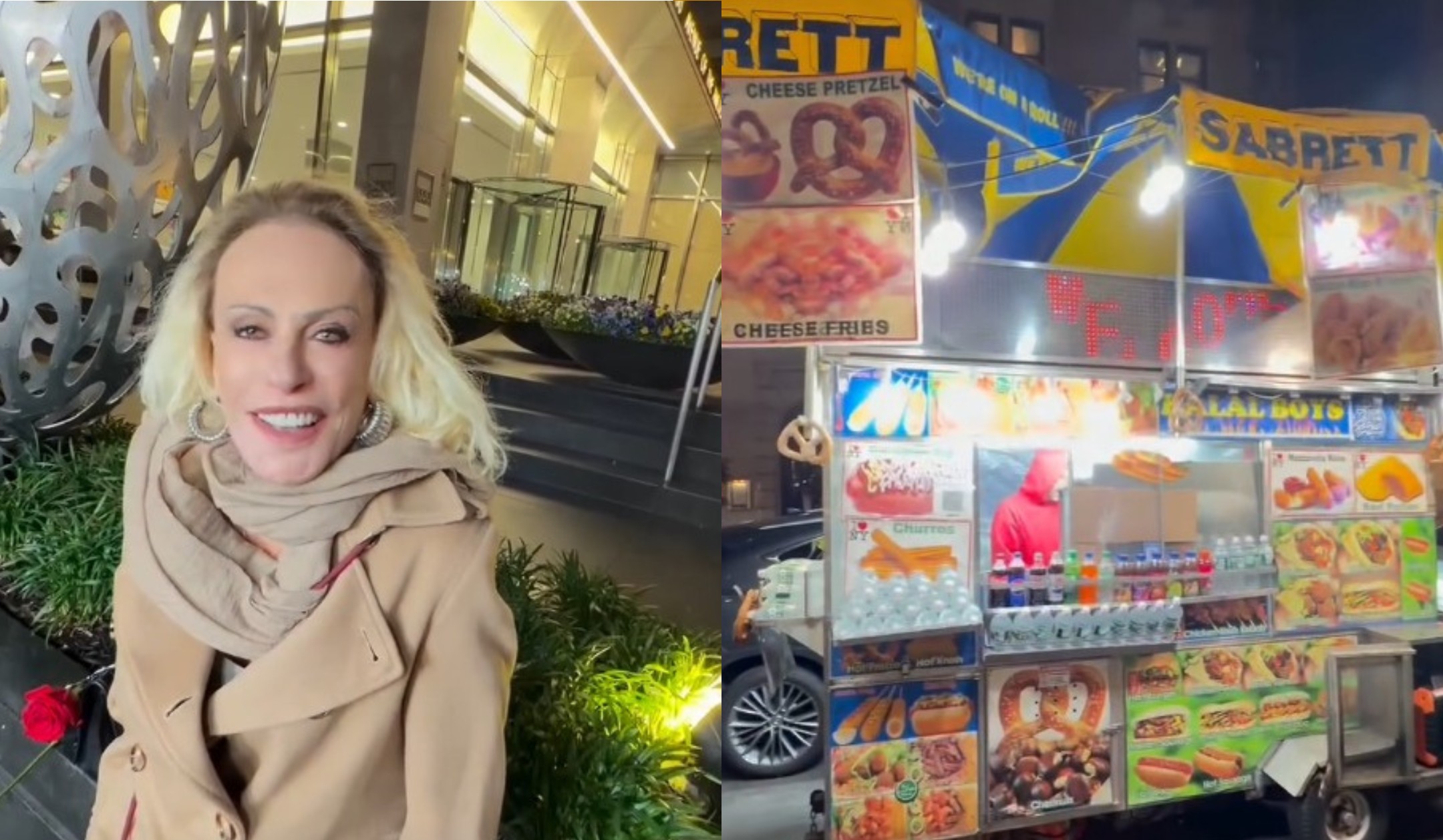 Ana Maria Braga passeia por Nova York e come cachorro-quente 'podrão': 'Morta de fome'
