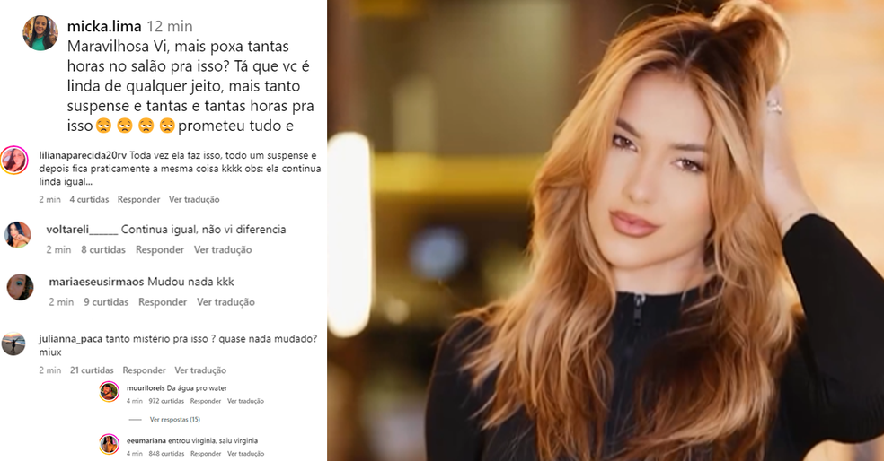 Alguns fãs não notaram diferença no novo cabelo de Virginia Fonseca — Foto: Instagram
