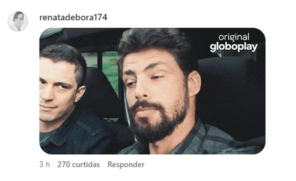 Seguidor usa gif com Cauã Reymond para comentar post de Grazi — Foto: Reprodução/Instagram