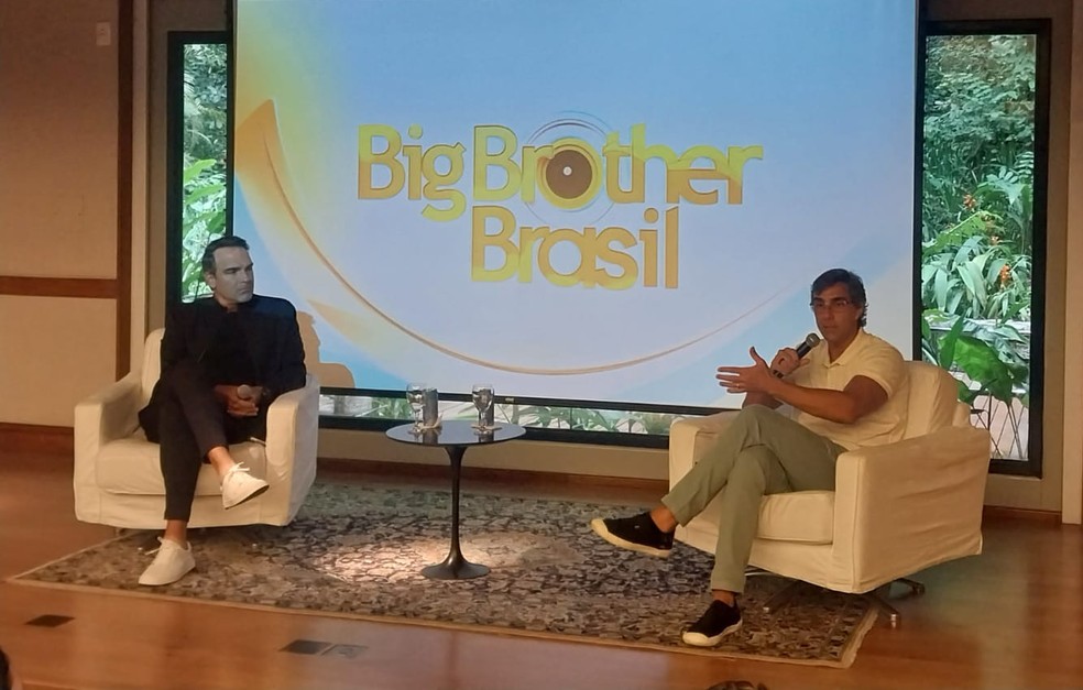 Tadeu Schmidt e Rodrigo Dourado apresentam novidades do BBB 24 — Foto: Divulgação