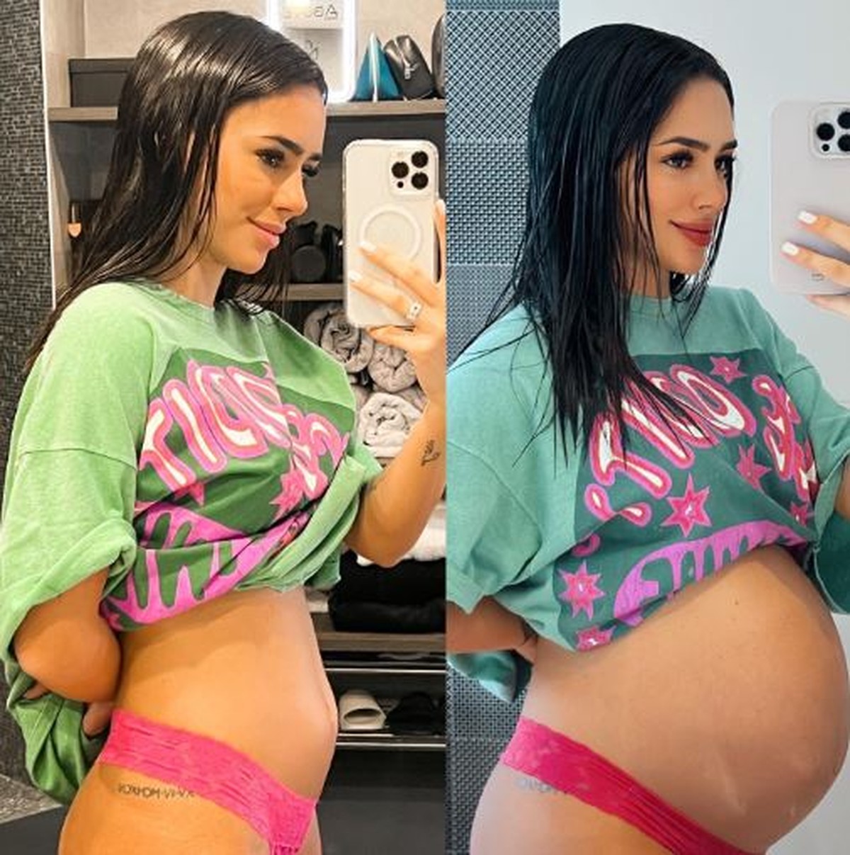 Bruna Biancardi disfarça barriga de gravidez com look de frio