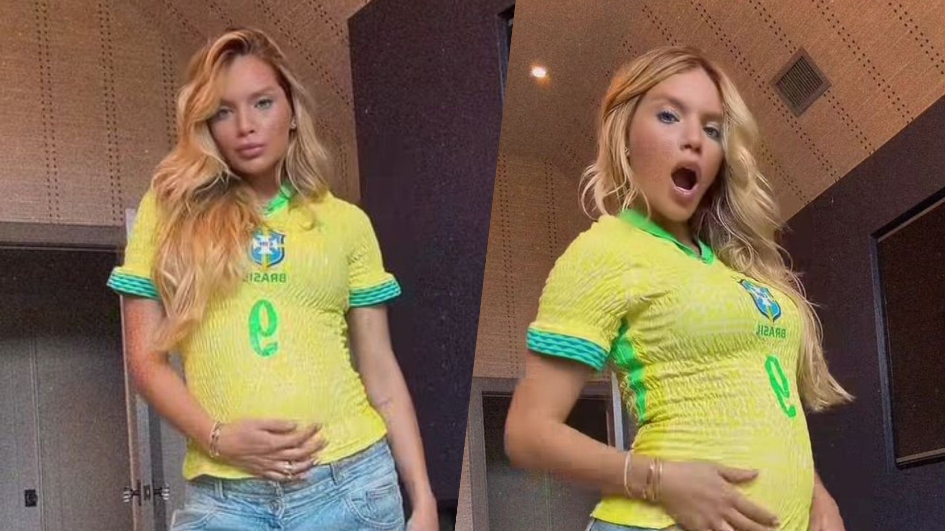 Grávida, Gabriely mostra barriga saliente em look do Brasil após estreia de Endrick: 'Mami'