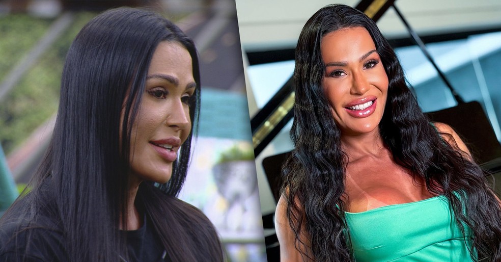 Antes e depois de Gracyanne Barbosa, do BBB 25 — Foto: Globo / Reprodução / Instagram