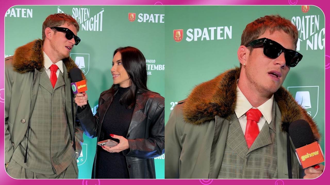 Pedro Novaes aposta em look all green para evento e brinca sobre levar Murilo Benício pra o 'fight'