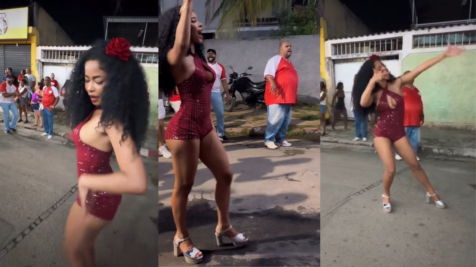 Lorena Maria samba muito em ensaio de rua da Unidos de Padre Miguel