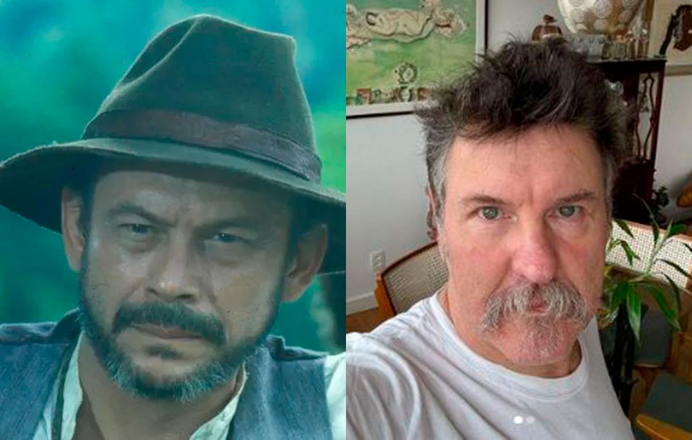 O saudoso José Wilker como coronel Belarmino, o vilão da primeira fase de Renascer. Na nova versão Antonio Calloni fará o personagem — Foto: Globo e Reprodução Instagram