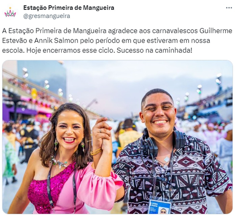 Post da Mangueira — Foto: Reprodução/redes sociais