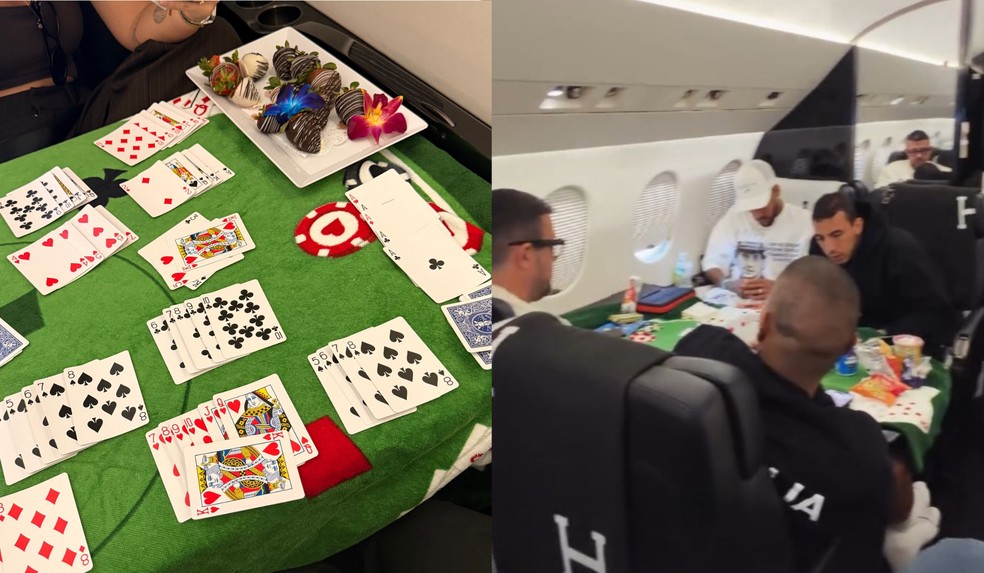Bruna Biancardi explica estratégia para não dormir durante voo com Neymar e amigos — Foto: Instagram