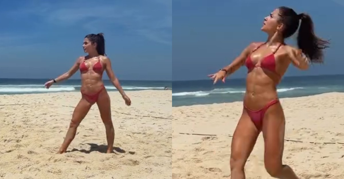 Jade Picon curte treino de futevôlei e mostra físico na praia: 'Estava com saudades'