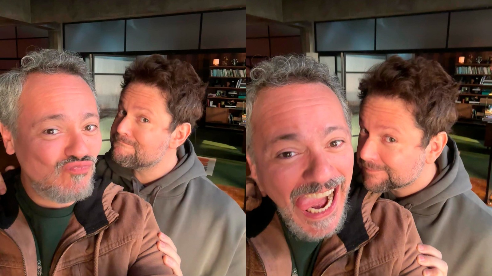 Selton Mello e Danton Mello fazem caras e bocas no set de 'Sessão de Terapia': 'Irmandade na vida e na ficção'