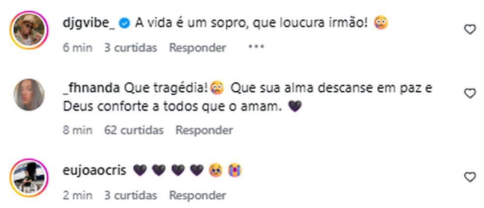 Nas redes sociais, fãs lamentaram a morte do artista — Foto: Reprodução/Instagram