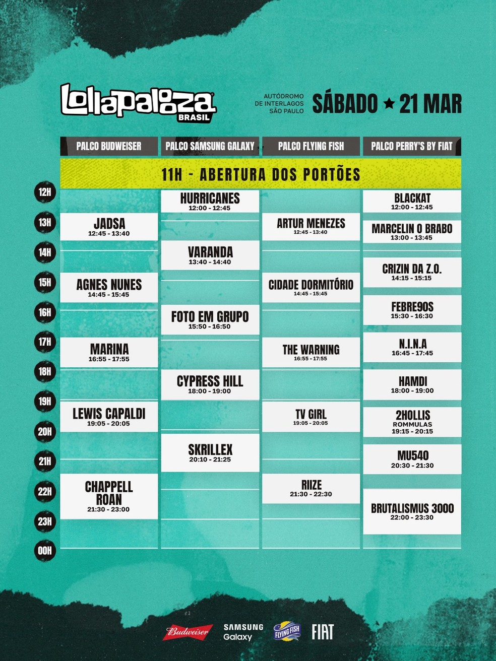 Lollapalooza 2026 de sábado — Foto: Reprodução/Instagram