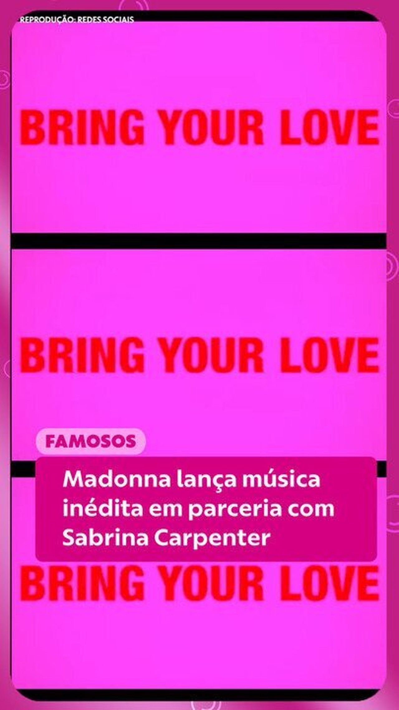 Madonna lança música inédita em parceria com Sabrina Carpenter; conheça 'Bring Your Love'