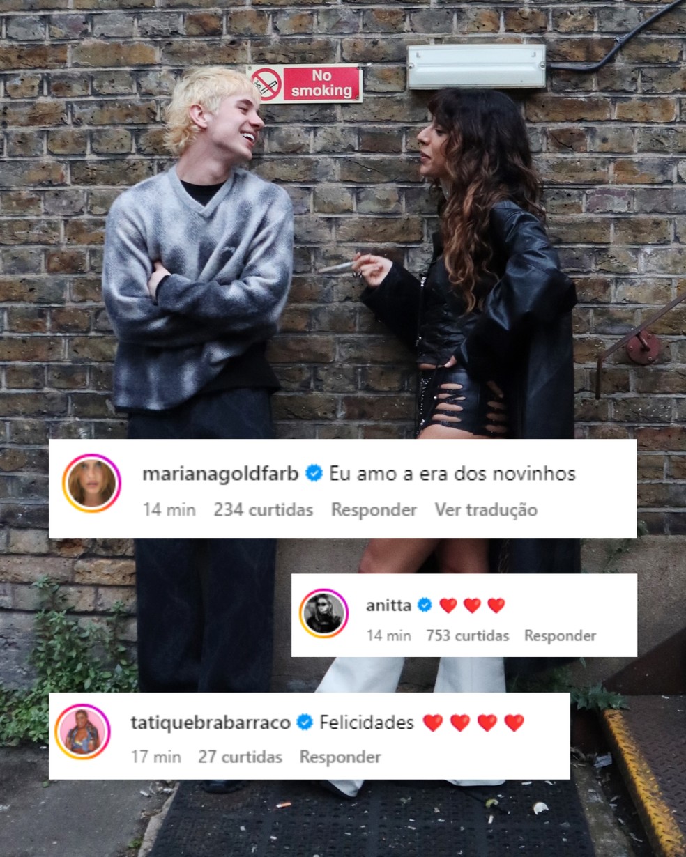 Juliano Floss e Marina Sena postam foto com beijão e famosos reagem — Foto: Instagram