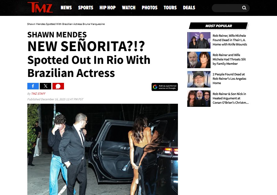 Após flagras com Shawn Mendes, imprensa norte-americana chama Bruna Marquezine de 'nova señorita'