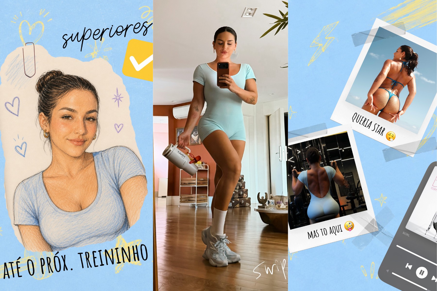 Kéfera exibe malhação pesada em diário de treino e arranca elogios na web: 'Gostosa, cheirosa e criativa'