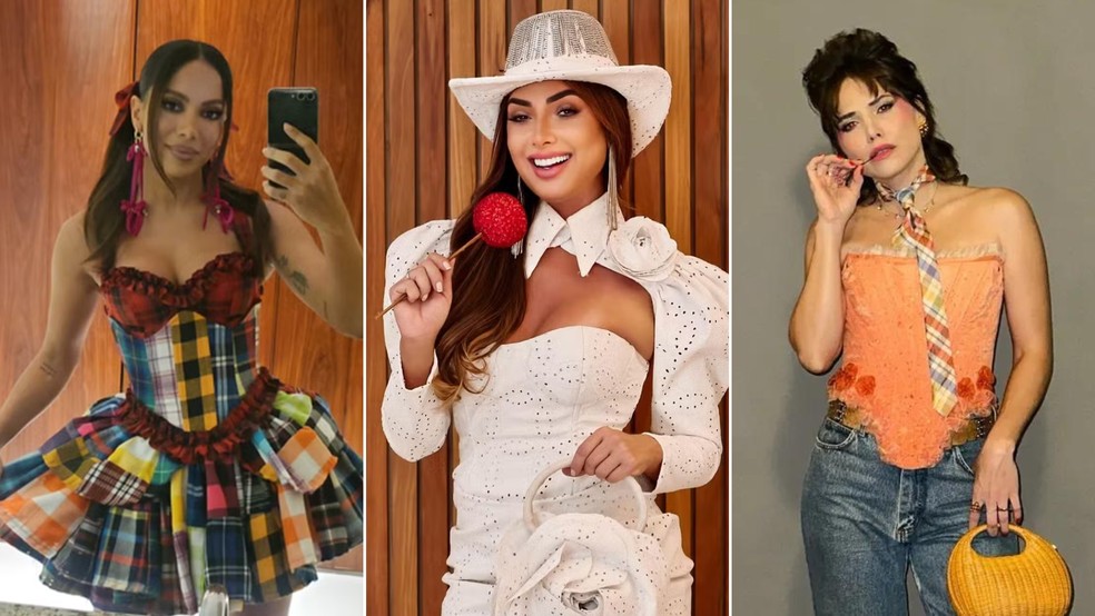 Anitta, Nicole Bahls e Letícia Colin mostram looks para festa junina — Foto: Reprodução/Instagram