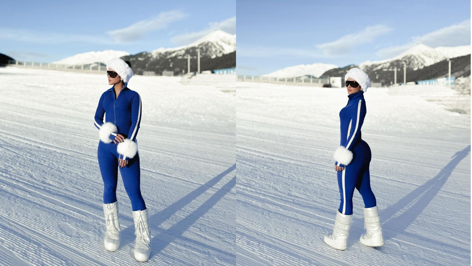 Mileide Mihaile posta fotos com macacão justinho na neve