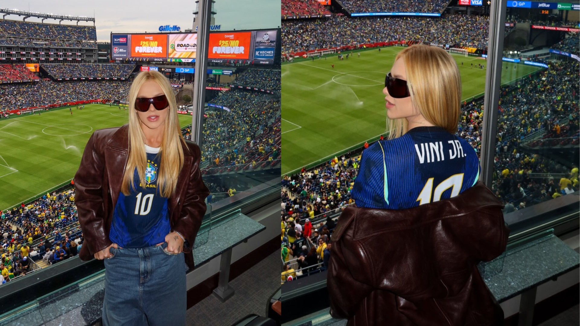 Virginia abre álbum de fotos em jogo de Vini Jr. em Boston