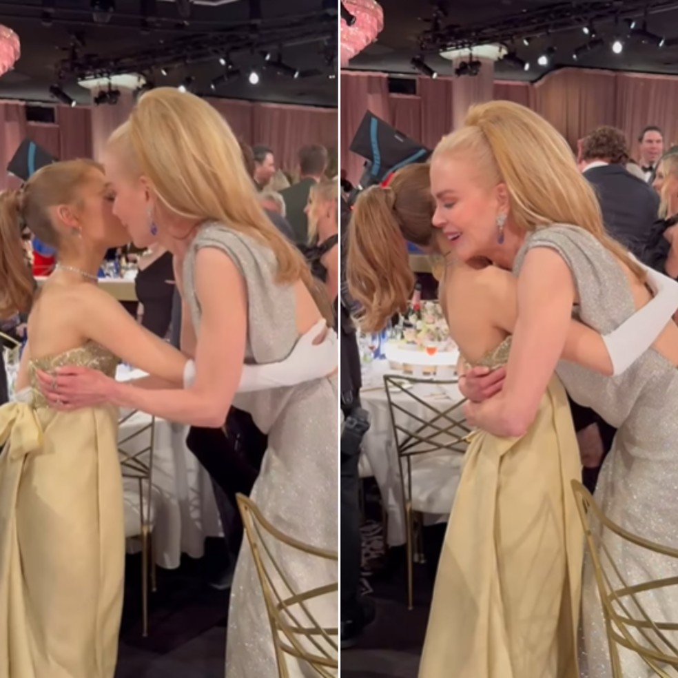 Diferença de altura entre Ariana Grande e Nicole Kidman chama atenção no Globo de Ouro 2025 — Foto: Reprodução/Instagram