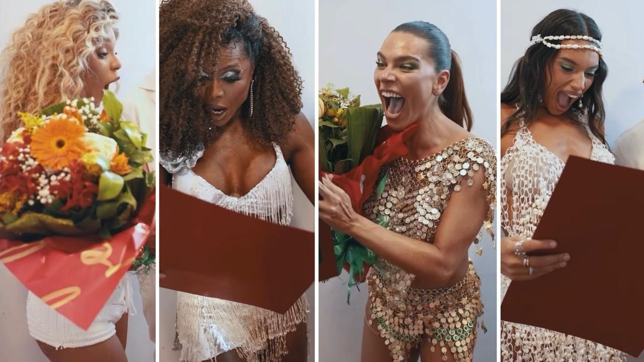 Brunna Gonçalves, Bombom, Goldfarb: musas da Grande Rio recebem croquis de fantasias e ficam de 'boca aberta'