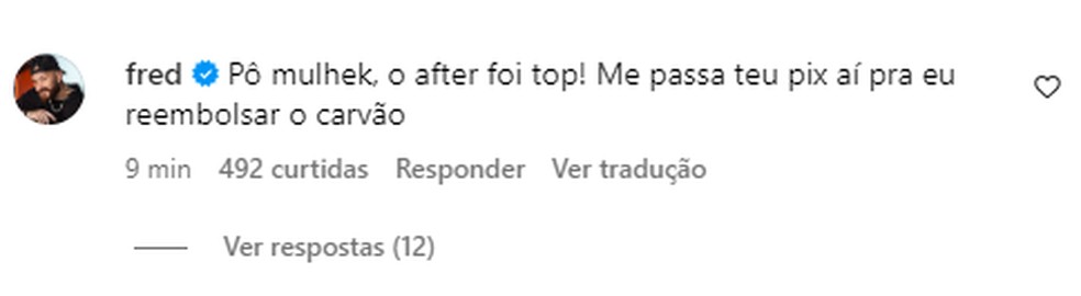 Ex-BBB Fred elogia post de Bruno Mars — Foto: Reprodução Instagram
