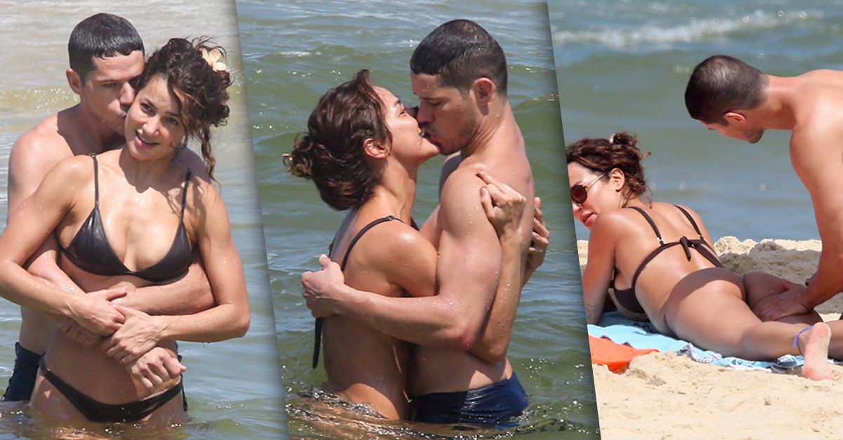 José Loreto e Fernanda Marques sobem a temperatura em praia do Rio