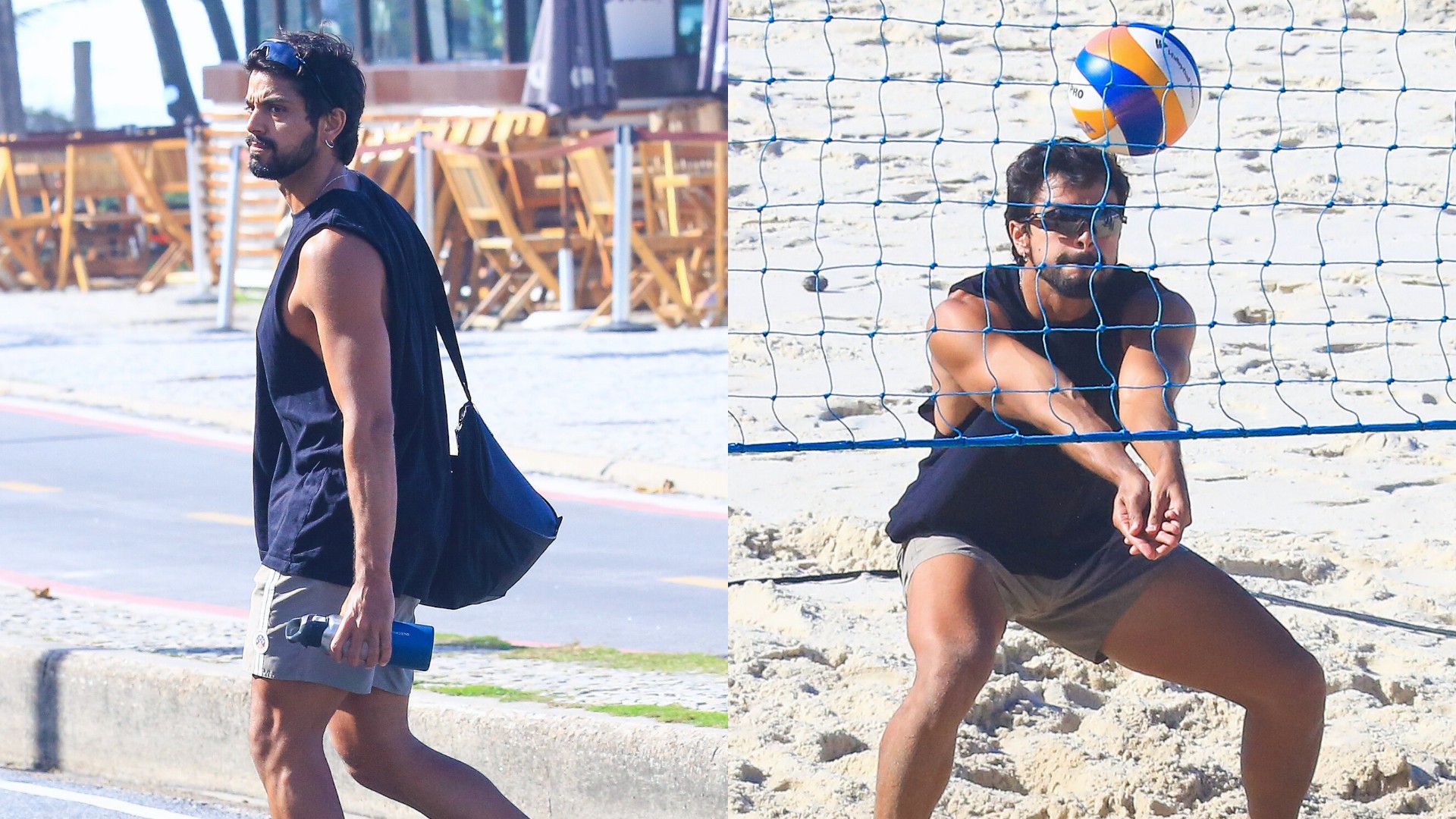 Rodrigo Simas é flagrado jogando vôlei de praia na Barra da Tijuca
