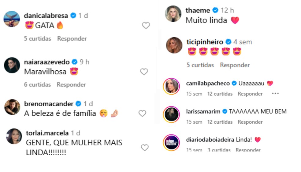 Elogios nas redes para Michele Castela, mãe de Ana Castela — Foto: Reprodução/Redes sociais