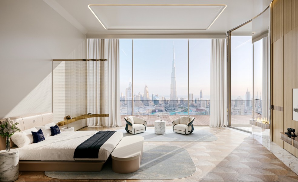 Projeto de suíte em edifício em Dubai — Foto: Divulgação / Bugatti Residences
