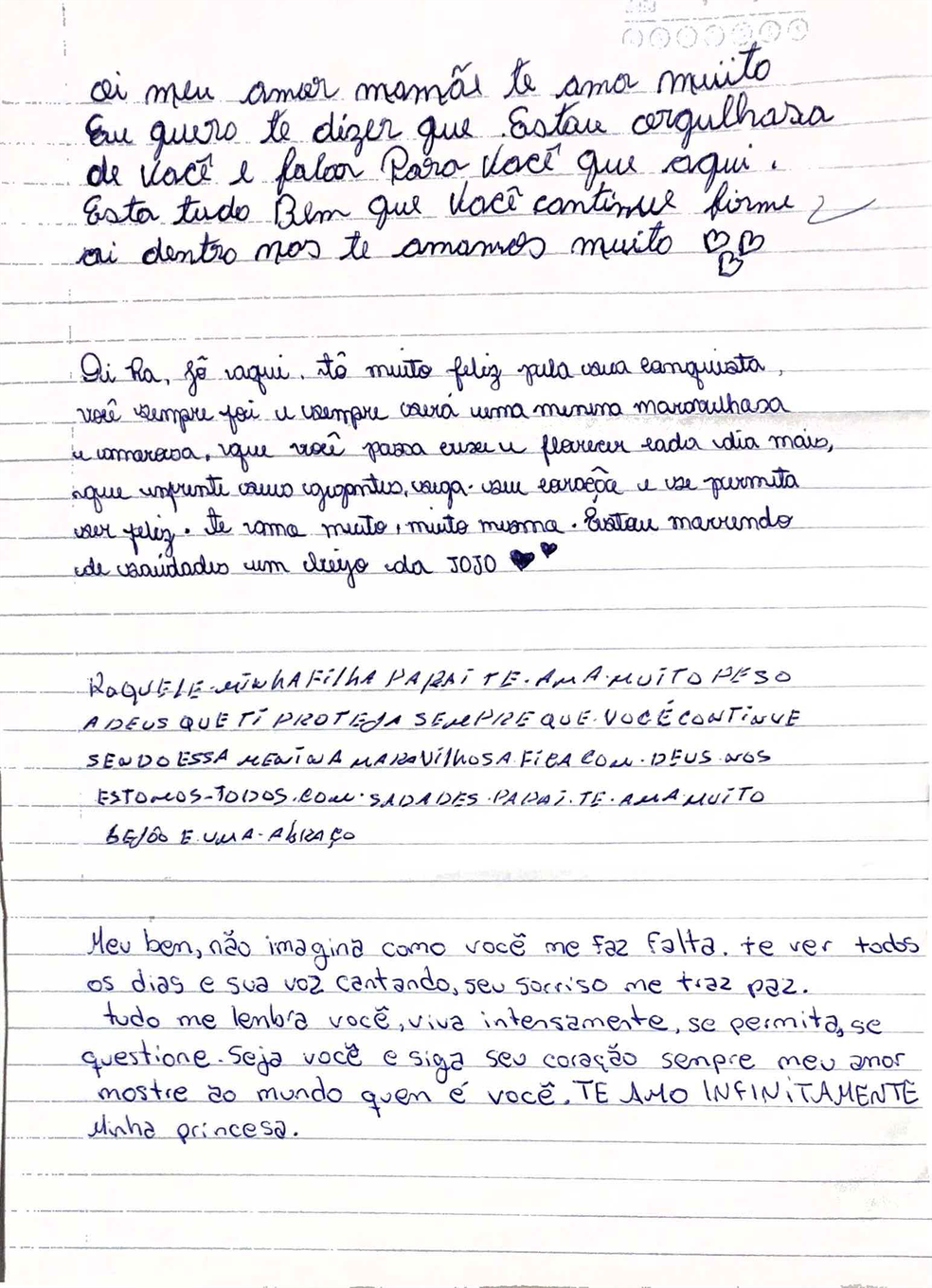 Familiares de Raquele escreveram carta para a Líder do BBB 24 — Foto: Globo