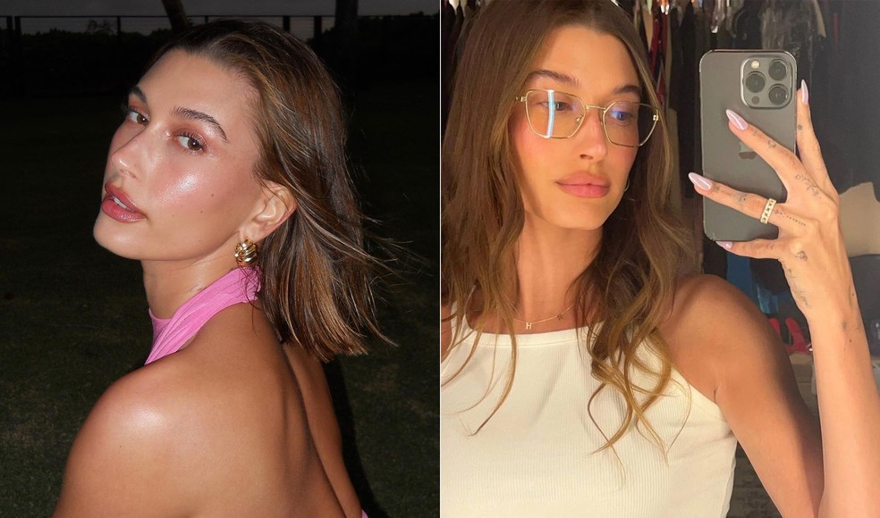 Trend de make e esmaltes batizada de "glazed doughnut" viralizou com Hailey Bieber — Foto: Reprodução/Instagram