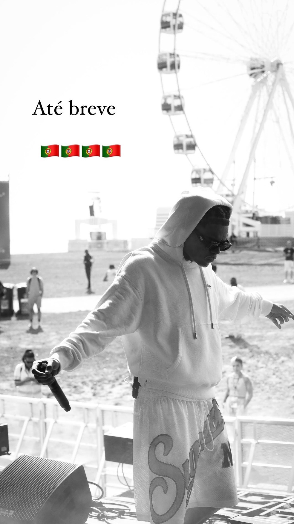 MC Cabelinho na passagem de som para o Rock in Rio Lisboa — Foto: Reprodução/Instagram