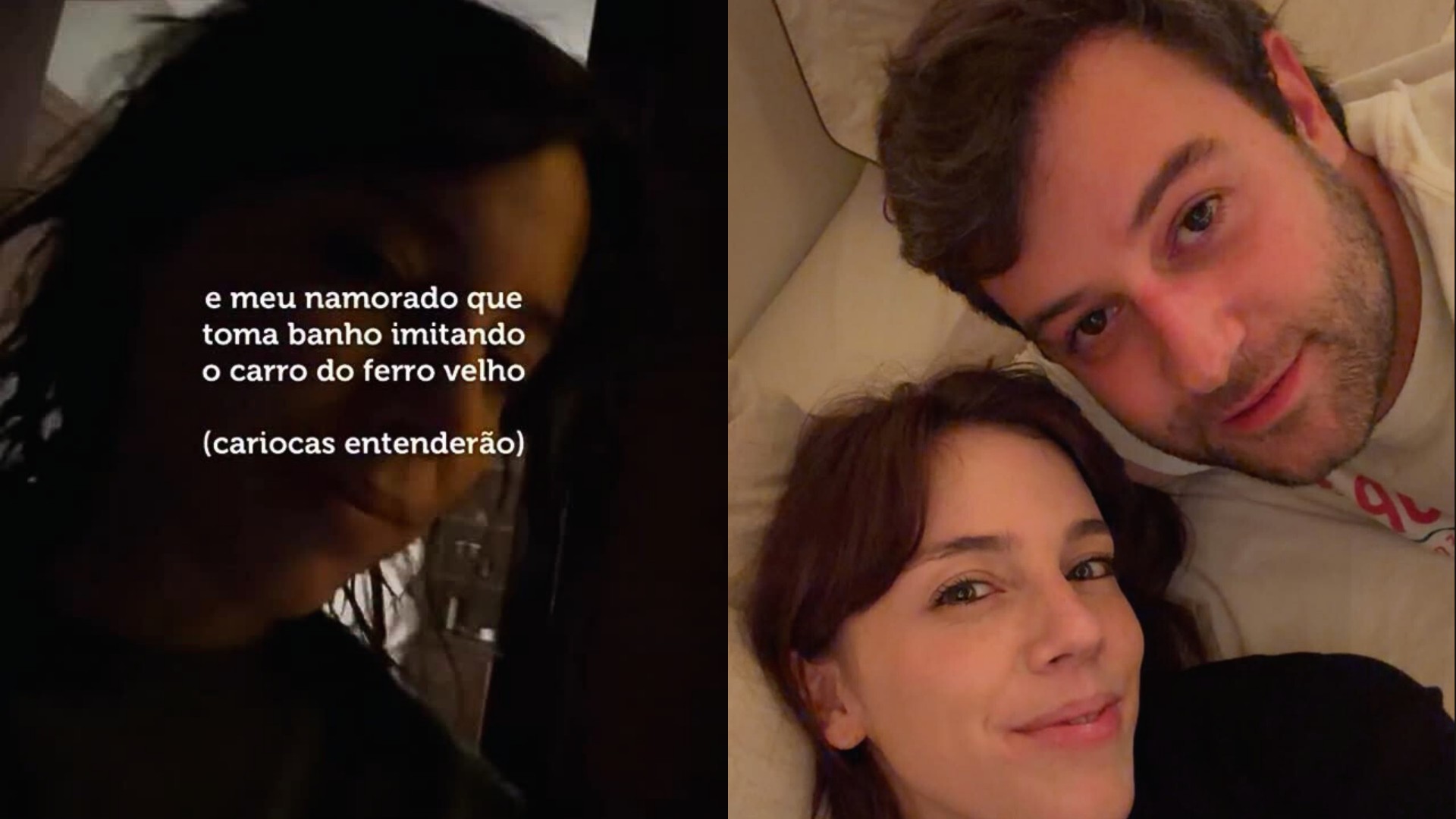 Alice Wegmann compartilha momento divertido com o namorado imitando carro do ferro-velho