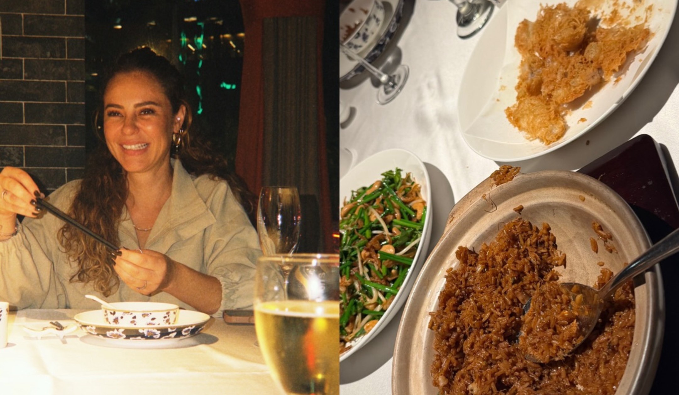 Na China, Paolla Oliveira mostra nova experiência gastronômica e diz: 'Tentando'