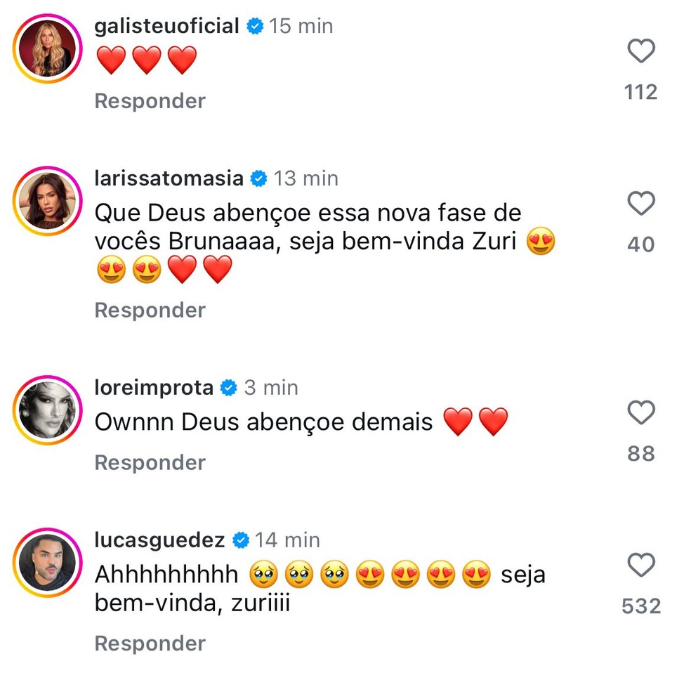 Famosos celebram nascimento de Zuri, filha de Ludmilla e Brunna Gonçalves — Foto: Reprodução/Instagram
