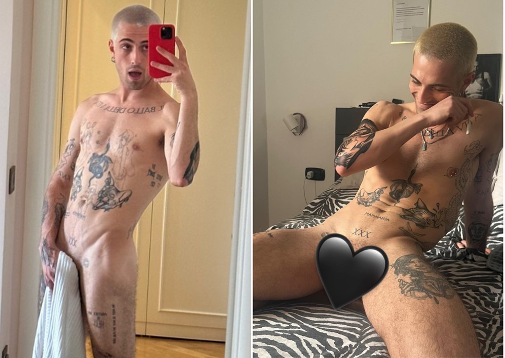 Damiano David tem diversas tatuagens em italiano — Foto: Reprodução/Instagram