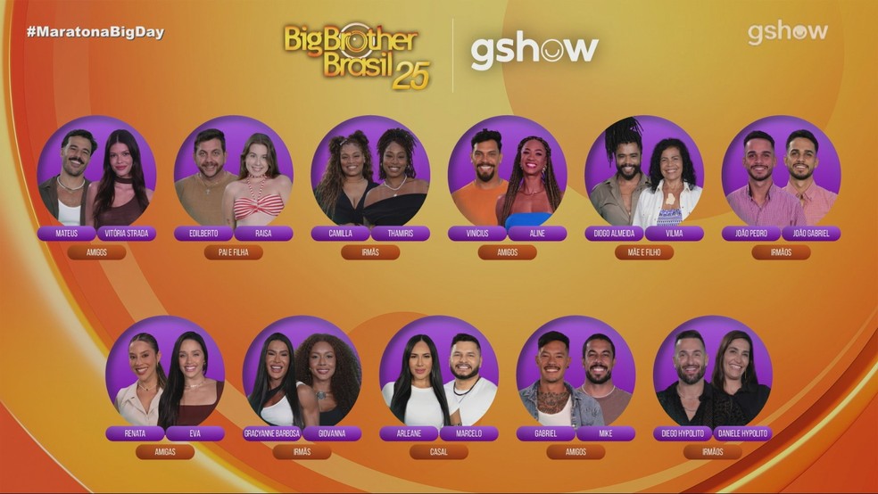Veja as 11 duplas do BBB 25 — Foto: Globo