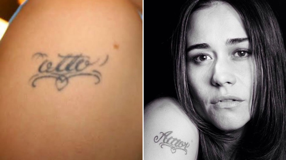 Alessandra Negrini cobriu tatuagem para Otto com a palavra 'amor' — Foto: Reprodução/Instagram/Daryan Dornelles