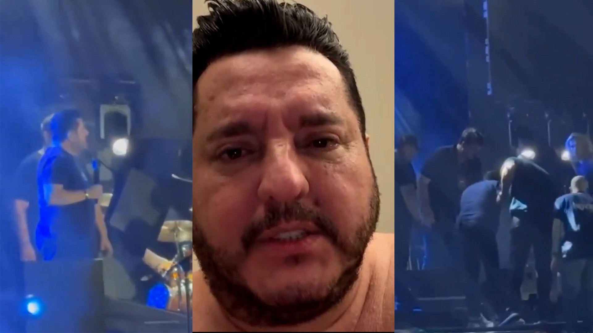 Marrone, da dupla com Bruno, está com ferimentos leves após queda em show e levou pontos na testa