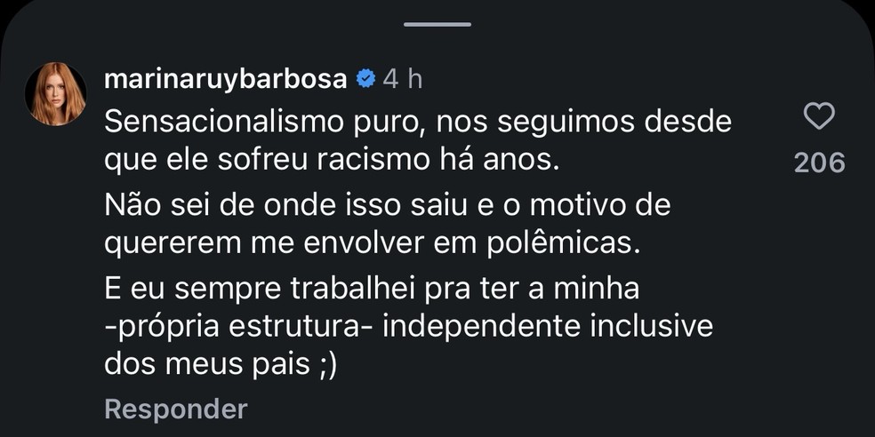 Marina Ruy Barbosa nega affair com Vini Jr. — Foto: Reprodução / Instagram @thiagobrava