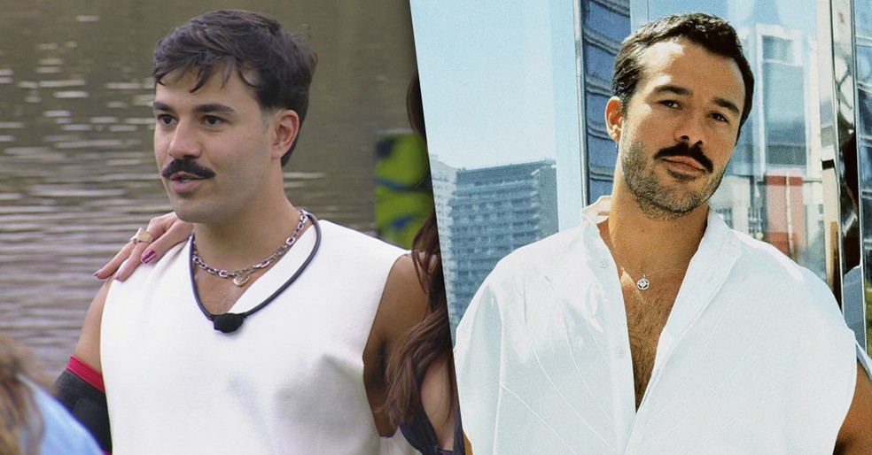 Antes e depois de Mateus, do BBB 25 — Foto: Globo / Reprodução / Instagram