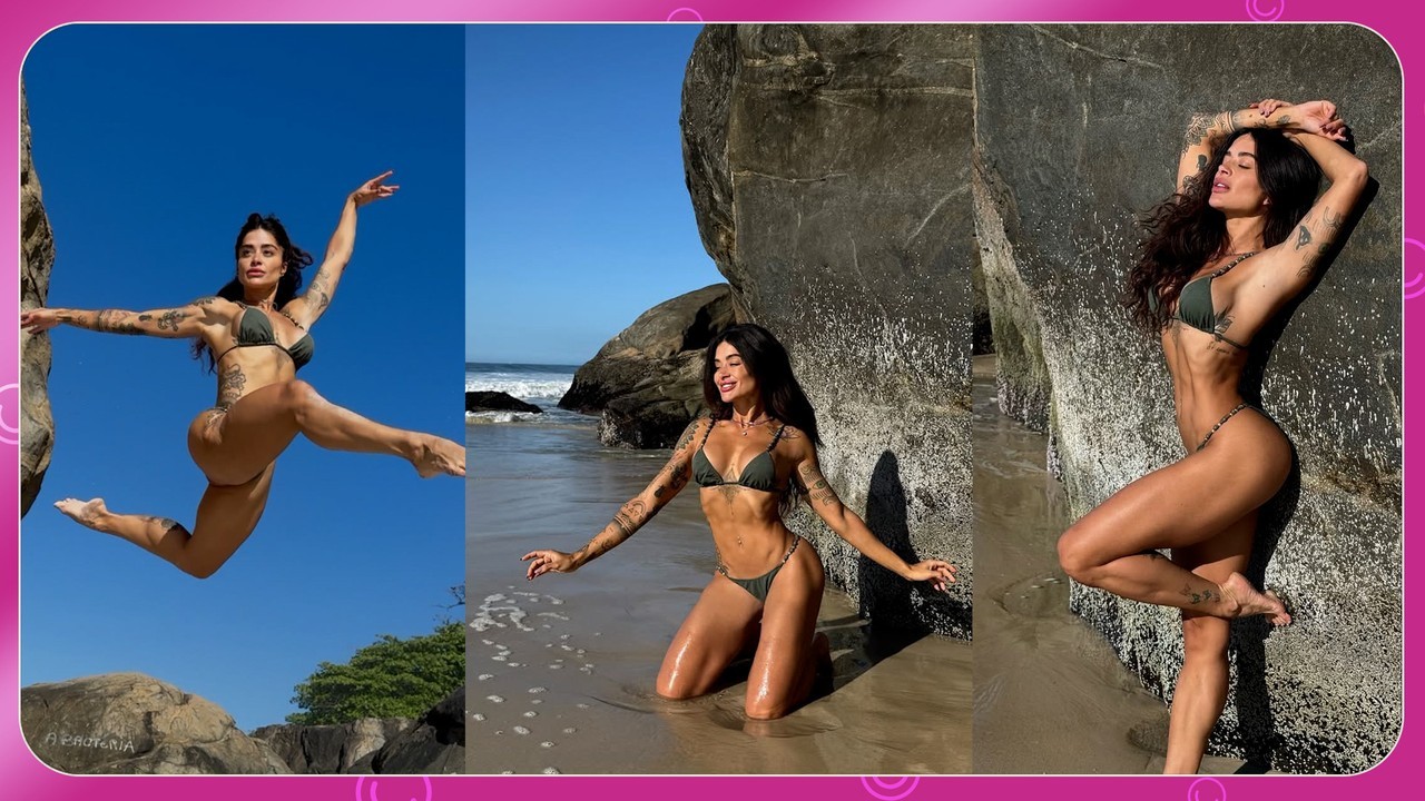 Aline Campos relembra o tempo de bailarina do Faustão com muita elasticidade