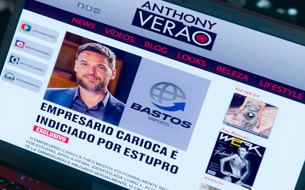 Anthony Verão publica notícia sobre indiciamento de Theo em Vai na Fé — Foto: Globo
