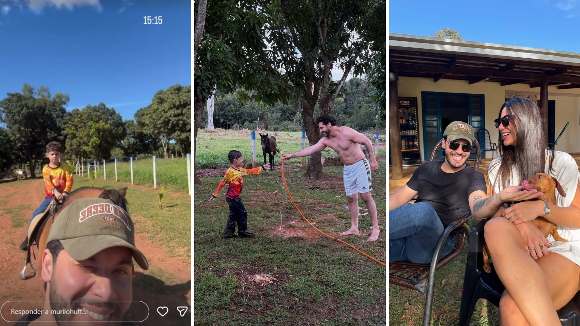 Murilo Huff curte Páscoa com o filho, Léo, e encanta com passeio a cavalo