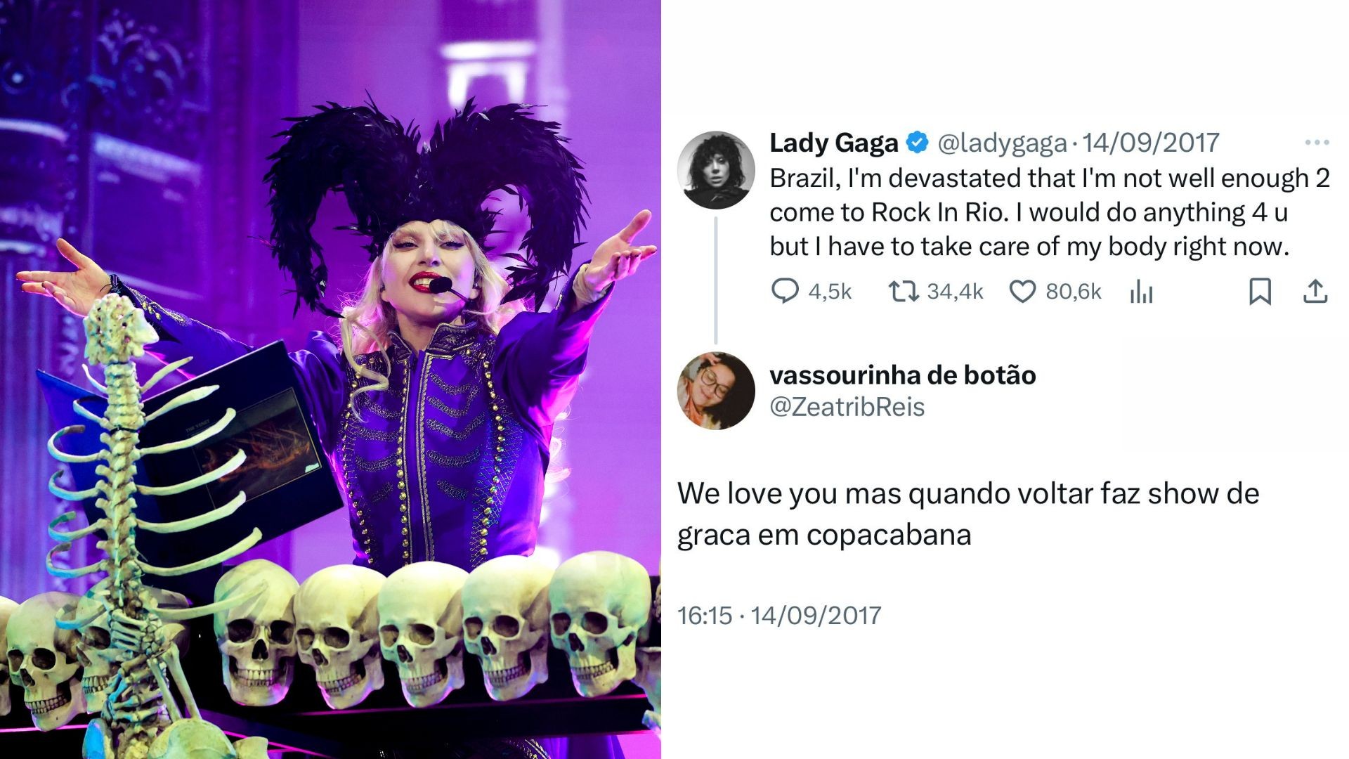 Web resgata 'profecia' de fã que pediu show de Lady Gaga em Copacabana em 2017