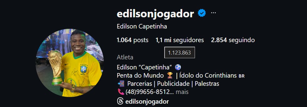 Veja quantos seguidores Edilson tinha ao ser anunciado no BBB 26 — Foto: reprodução/Instagram