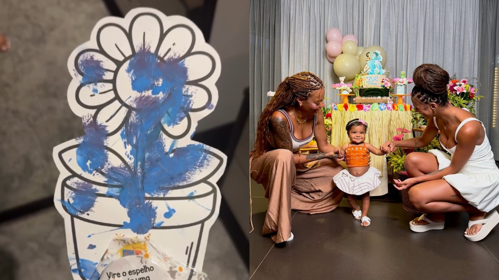 Brunna Gonçalves ganha primeiro presente de Dia das Mães feito por Zuri: 'Ela pintou'