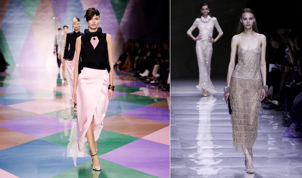 Looks das coleções da Armani Privé e Giorgio Armani — Foto: Reuters