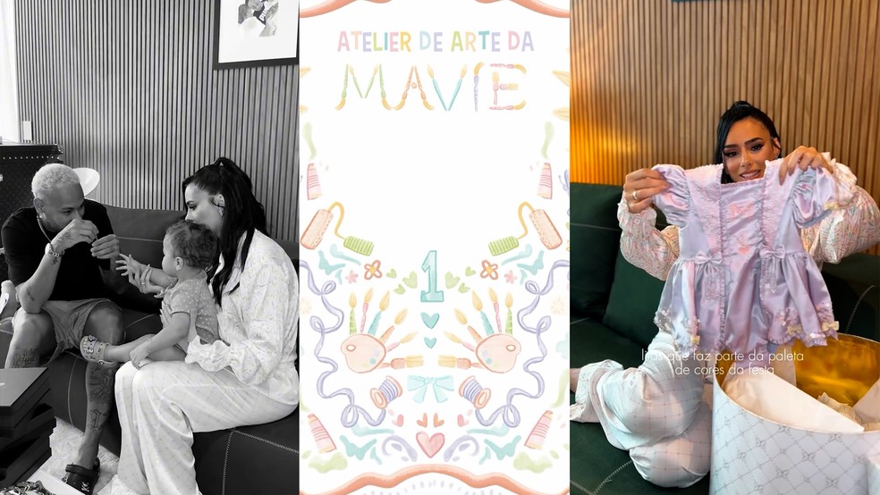 Neymar e Bruna Biancardi combinam looks com Mavie em aniversário de 1 ano;  veja detalhes da festa | TV & Famosos | gshow